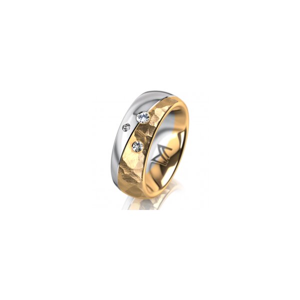 Ring 14 Karat Gelb-/Weissgold 7.0 mm diamantmatt 3 Brillanten G vs Gesamt 0,070ct