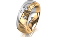 Ring 14 Karat Gelb-/Weissgold 7.0 mm diamantmatt 3...
