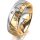 Ring 14 Karat Gelb-/Weissgold 7.0 mm diamantmatt 3 Brillanten G vs Gesamt 0,070ct