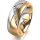 Ring 14 Karat Gelb-/Weissgold 7.0 mm längsmatt 6 Brillanten G vs Gesamt 0,080ct