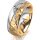 Ring 14 Karat Gelb-/Weissgold 7.0 mm diamantmatt 6 Brillanten G vs Gesamt 0,080ct
