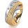 Ring 14 Karat Gelb-/Weissgold 7.0 mm kreismatt 5 Brillanten G vs Gesamt 0,095ct