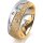 Ring 14 Karat Gelb-/Weissgold 7.0 mm kristallmatt 5 Brillanten G vs Gesamt 0,095ct