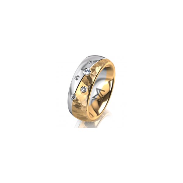Ring 14 Karat Gelb-/Weissgold 7.0 mm diamantmatt 5 Brillanten G vs Gesamt 0,095ct