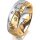 Ring 14 Karat Gelb-/Weissgold 7.0 mm diamantmatt 5 Brillanten G vs Gesamt 0,095ct