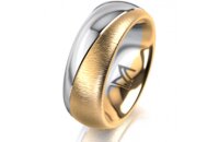 Ring 18 Karat Gelb-/Weissgold 7.0 mm sandmatt