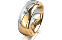 Ring 18 Karat Gelb-/Weissgold 7.0 mm poliert 1 Brillant G...