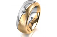 Ring 18 Karat Gelb-/Weissgold 7.0 mm sandmatt 1 Brillant...
