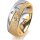 Ring 18 Karat Gelb-/Weissgold 7.0 mm kreismatt 3 Brillanten G vs Gesamt 0,070ct