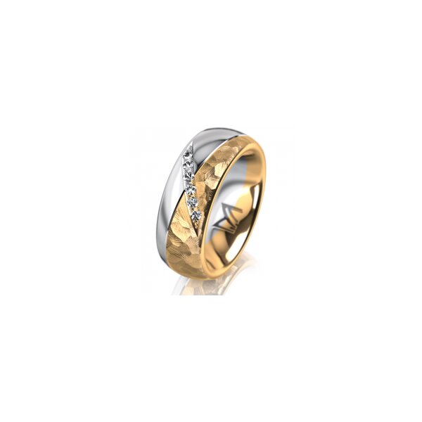Ring 18 Karat Gelb-/Weissgold 7.0 mm diamantmatt 6 Brillanten G vs Gesamt 0,080ct