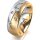 Ring 18 Karat Gelb-/Weissgold 7.0 mm sandmatt 5 Brillanten G vs Gesamt 0,095ct