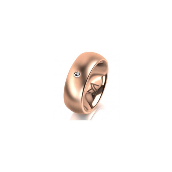 Ring 14 Karat Rotgold 7.0 mm längsmatt 1 Brillant G vs 0,025ct
