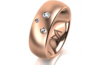 Ring 14 Karat Rotgold 7.0 mm l&auml;ngsmatt 3 Brillanten...