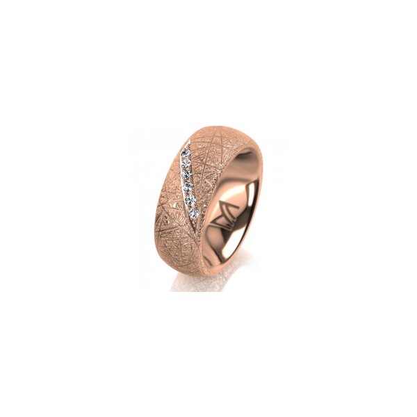 Ring 14 Karat Rotgold 7.0 mm kristallmatt 6 Brillanten G vs Gesamt 0,080ct