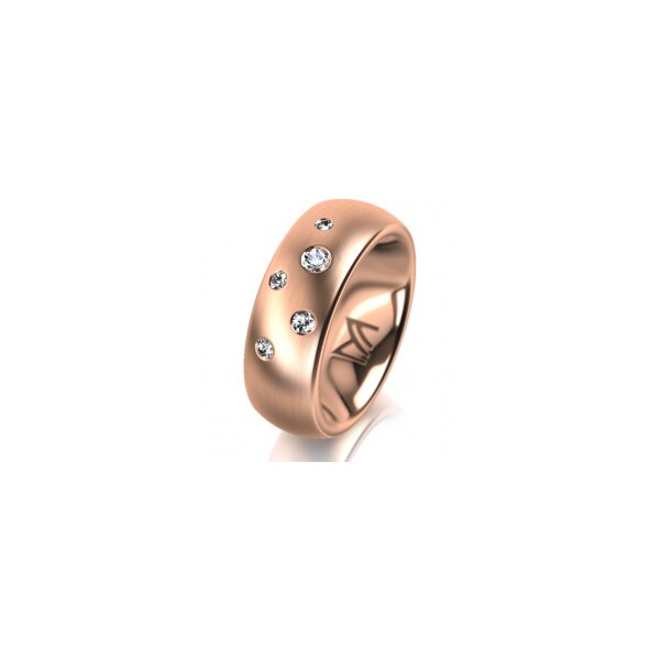 Ring 14 Karat Rotgold 7.0 mm l&auml;ngsmatt 5 Brillanten G vs Gesamt 0,095ct