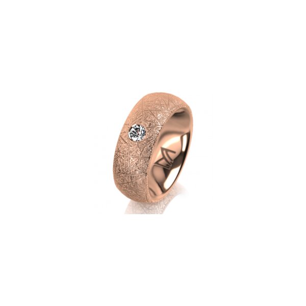 Ring 14 Karat Rotgold 7.0 mm kristallmatt 1 Brillant G vs 0,110ct