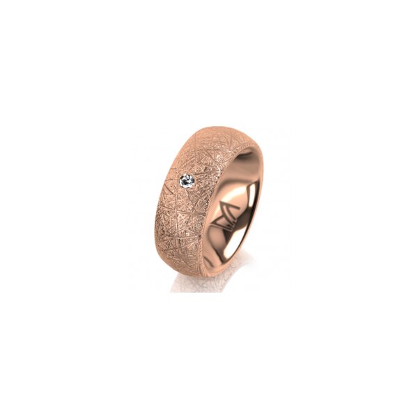 Ring 18 Karat Rotgold 7.0 mm kristallmatt 1 Brillant G vs 0,025ct