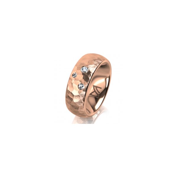 Ring 18 Karat Rotgold 7.0 mm diamantmatt 3 Brillanten G vs Gesamt 0,070ct
