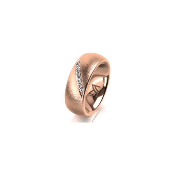 Ring 18 Karat Rotgold 7.0 mm sandmatt 6 Brillanten G vs Gesamt 0,080ct