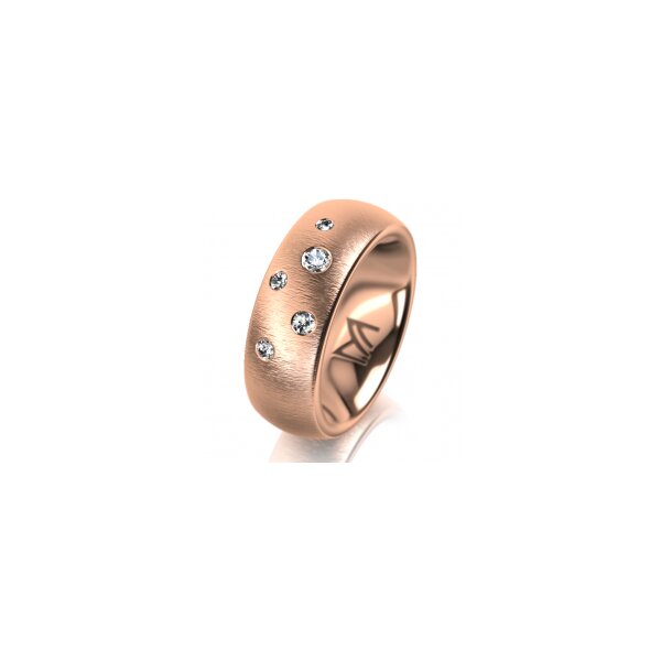 Ring 18 Karat Rotgold 7.0 mm sandmatt 5 Brillanten G vs Gesamt 0,095ct