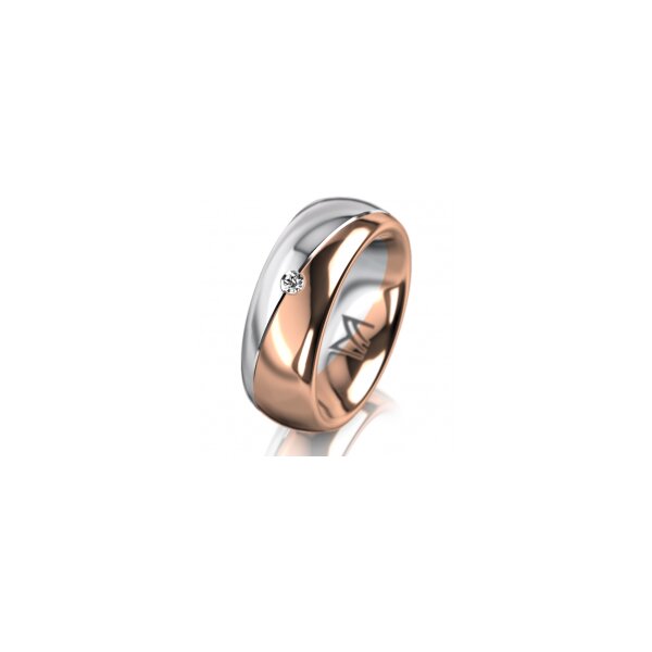 Ring 14 Karat Rot-/Weissgold 7.0 mm poliert 1 Brillant G vs 0,025ct