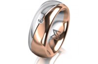 Ring 14 Karat Rot-/Weissgold 7.0 mm poliert 1 Brillant G...