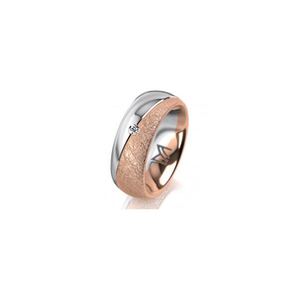Ring 14 Karat Rot-/Weissgold 7.0 mm kreismatt 1 Brillant G vs 0,025ct