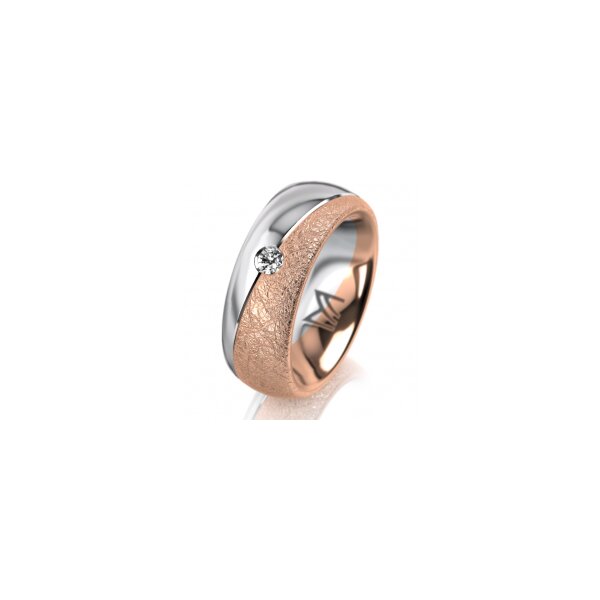 Ring 14 Karat Rot-/Weissgold 7.0 mm kreismatt 1 Brillant G vs 0,065ct