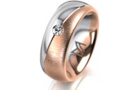 Ring 14 Karat Rot-/Weissgold 7.0 mm sandmatt 1 Brillant G...