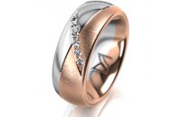 Ring 14 Karat Rot-/Weissgold 7.0 mm sandmatt 6 Brillanten...