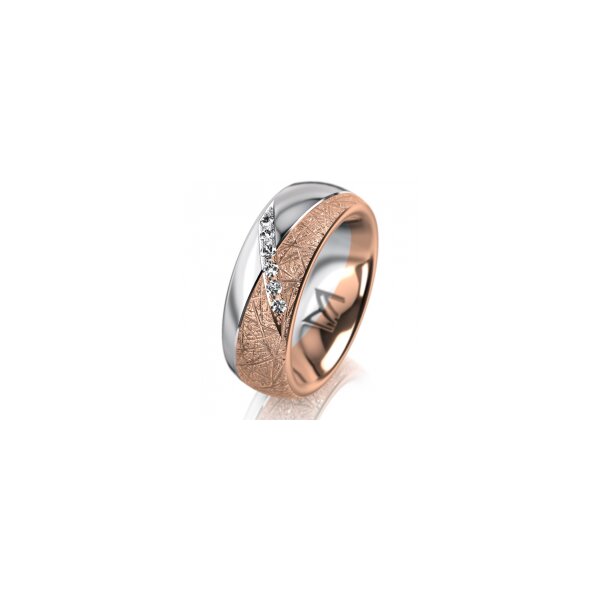 Ring 14 Karat Rot-/Weissgold 7.0 mm kristallmatt 6 Brillanten G vs Gesamt 0,080ct