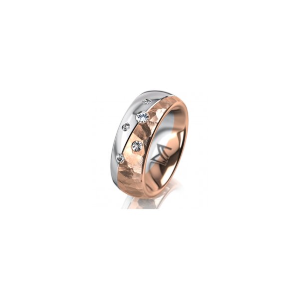 Ring 14 Karat Rot-/Weissgold 7.0 mm diamantmatt 5 Brillanten G vs Gesamt 0,095ct
