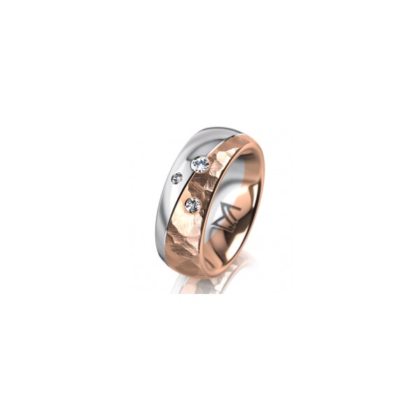 Ring 18 Karat Rot-/Weissgold 7.0 mm diamantmatt 3 Brillanten G vs Gesamt 0,070ct