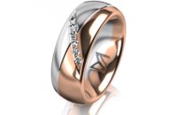 Ring 18 Karat Rot-/Weissgold 7.0 mm poliert 6 Brillanten...
