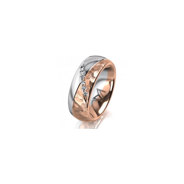 Ring 18 Karat Rot-/Weissgold 7.0 mm diamantmatt 6 Brillanten G vs Gesamt 0,080ct