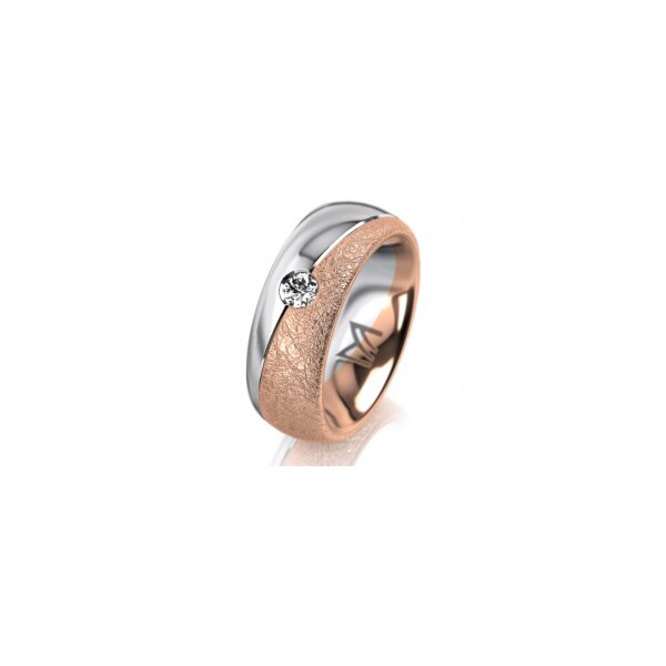 Ring 18 Karat Rot-/Weissgold 7.0 mm kreismatt 1 Brillant G vs 0,110ct