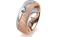 Ring 18 Karat Rot-/Weissgold 7.0 mm kreismatt 1 Brillant...