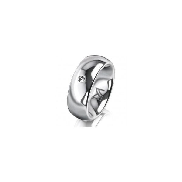Ring 14 Karat Weissgold 7.0 mm poliert 1 Brillant G vs 0,025ct