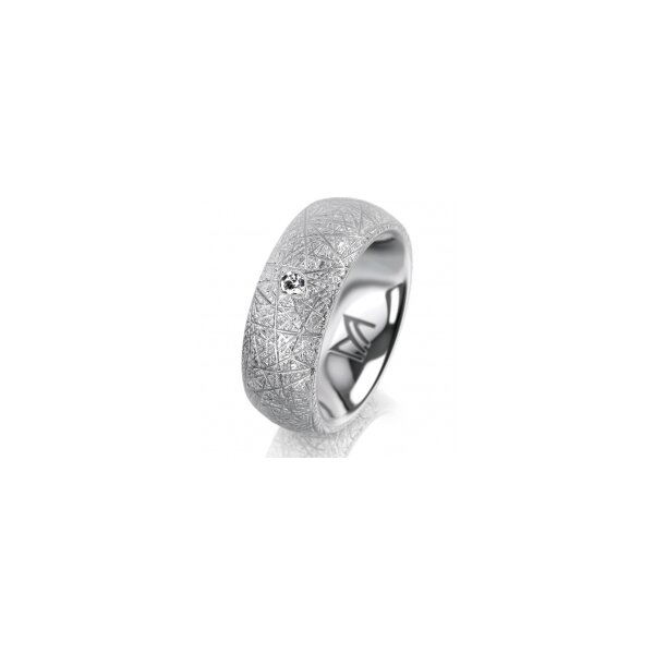Ring 14 Karat Weissgold 7.0 mm kristallmatt 1 Brillant G vs 0,025ct