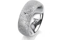 Ring 14 Karat Weissgold 7.0 mm kristallmatt 1 Brillant G...