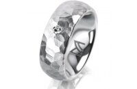 Ring 14 Karat Weissgold 7.0 mm diamantmatt 1 Brillant G...