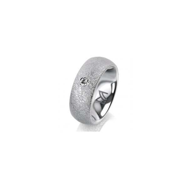 Ring 14 Karat Weissgold 7.0 mm kreismatt 1 Brillant G vs 0,065ct