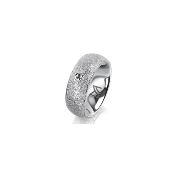 Ring 14 Karat Weissgold 7.0 mm kristallmatt 1 Brillant G vs 0,065ct