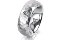Ring 14 Karat Weissgold 7.0 mm diamantmatt 1 Brillant G...