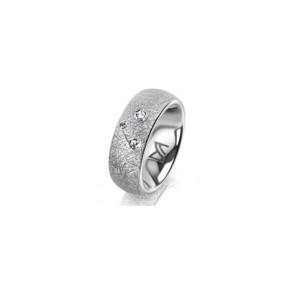 Ring 14 Karat Weissgold 7.0 mm kristallmatt 3 Brillanten G vs Gesamt 0,070ct