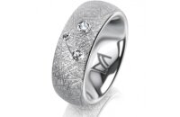 Ring 14 Karat Weissgold 7.0 mm kristallmatt 3 Brillanten...