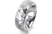 Ring 14 Karat Weissgold 7.0 mm diamantmatt 3 Brillanten G...