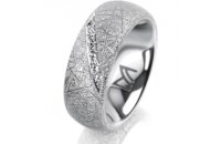Ring 14 Karat Weissgold 7.0 mm kristallmatt 6 Brillanten...