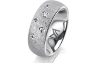 Ring 14 Karat Weissgold 7.0 mm kreismatt 5 Brillanten G...