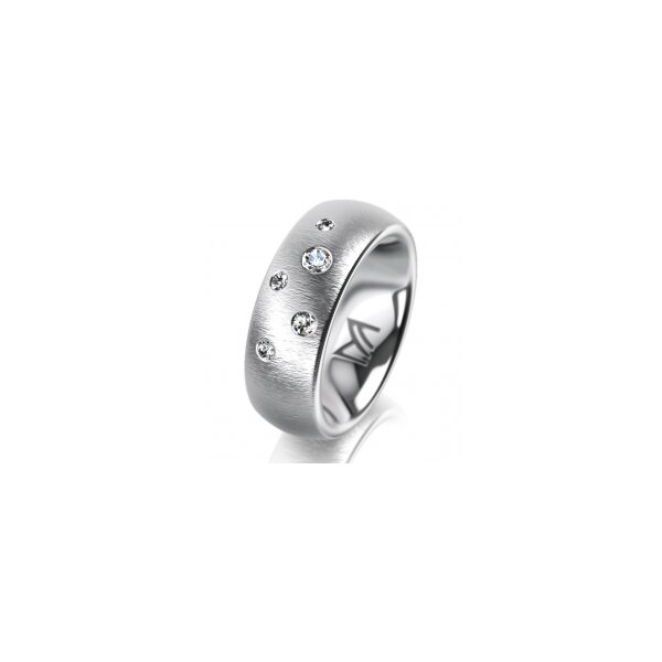 Ring 14 Karat Weissgold 7.0 mm sandmatt 5 Brillanten G vs Gesamt 0,095ct